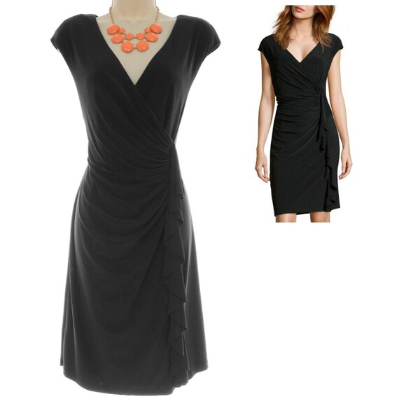 American Living Black Cascade Ruffle‎ Dress Size 12 Timeless Classic All-Season - Picture 2 of 6